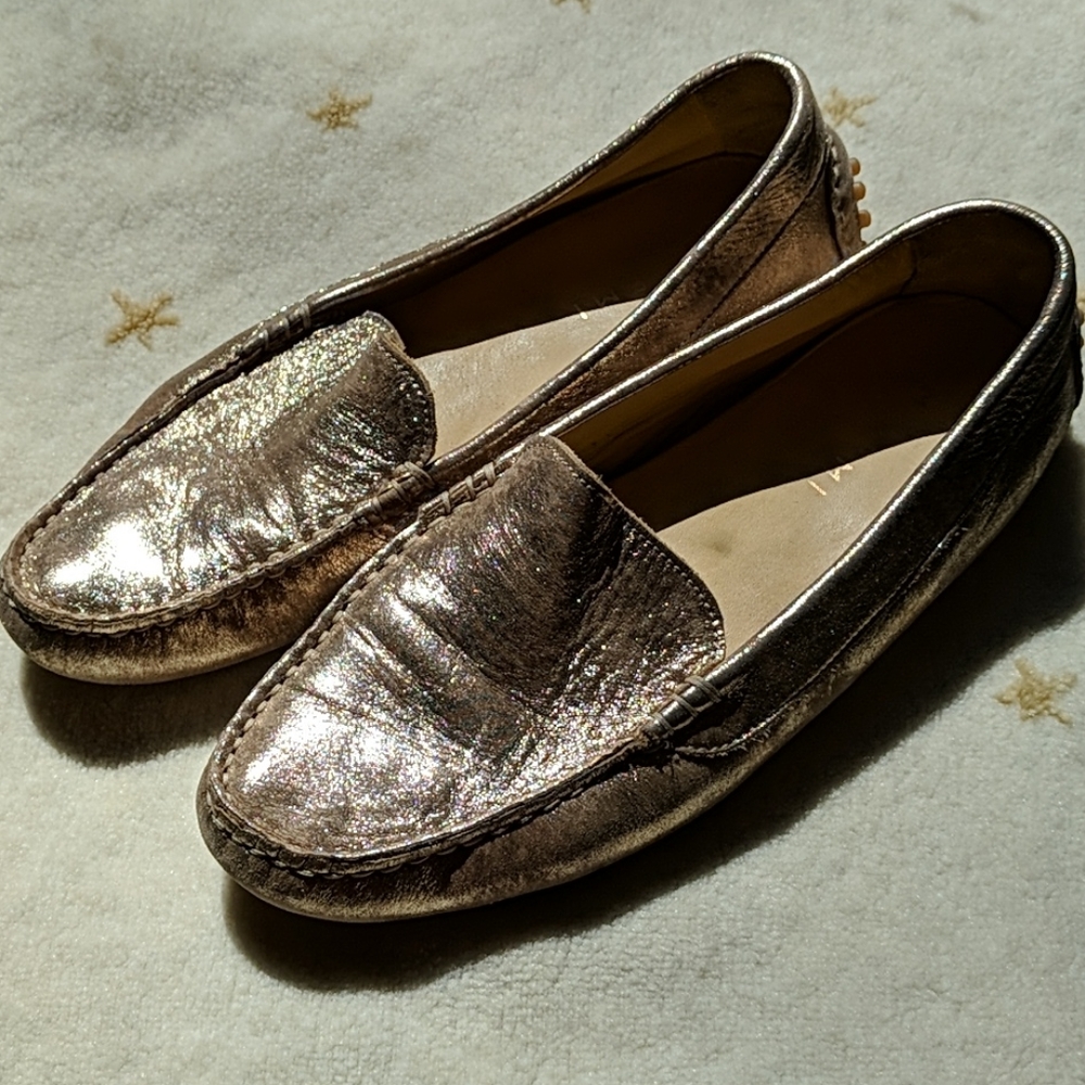 M.Gemi FELIZE Metallic Gold Moccasin Loafers